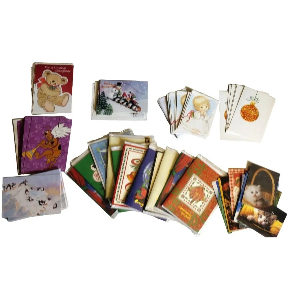 Christmas Card Bulk Lot of 100 Mixed Various Some Vintage 51 Envelopes